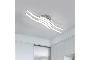 Dorlink Modern Led Ceiling Light, 4 Built-in Wave Led Boards Design Ceiling Lamps, 24W 6000k Cool White Chandelier,52cm Silver Ceiling Lighting for Living Room Bedroom Kitchen Hallway Office