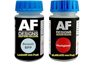Alex Flittner Designs Pennarello per vernice per Renault RPP Bleu Dragee + vernice trasparente da 50 ml ciascuno