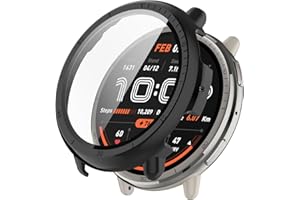 BYISYUE Etui do Amazfit Active 2, Trudne etui PC z folią ochronną Gla, odporne na zarysowania, przeciwpyłowe, pokrowiec ochronny