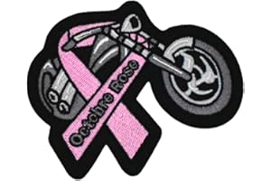 1 patch brodé ruban rose, Octobre rose, lutte contre le cancer du sein, écusson thermocollant sensibilisation au cancer, patch moto, rebel girl biker, 8,8 cm x 7 cm