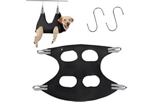 Jenrisben Dog Grooming Hammock Black Dog Grooming Harness Dog Grooming Sling Pet Nail Trimming Harness with 2 Hooks for Small Medium Dogs Cat Nail Cutting Claw Care Ears Care Washing Bathing
