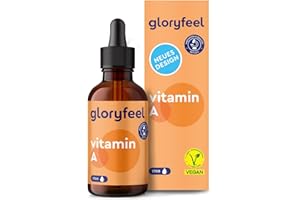 ‎GLORYFEEL Vitamin A Tropfen hochdosiert - 5000 I.E (1500µg) pro Tagesdosis - 50ml (1700 Tropfen) echtes Vitamin A (Retinylpalmitat) in MCT-Öl gelöst - Laborgeprüft ohne Zusätze in Deutschland hergestellt