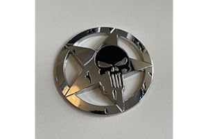 XCBW 3D Punisher Skull Stern Metall Emblem Badge Aufkleber Auto Kfz Sticker (Silber Schwarz)