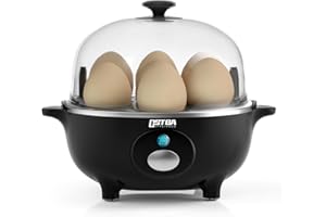 TIASTAR OSTBA Cuociuova, 360W Cucina compatta multifunzione, 7 uova facili da sbucciare, morbide, medie, dure, Poacher, fabricant d'omelette, cuiseur vapeur, segnale acustico, luce indicatrice, BPA FREE