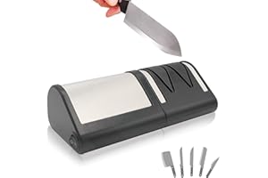 FISHTEC - Aiguiseur électrique Master Blades noir - 4 fentes diamant affûtage et polissage - Pour couteaux acier et céramique - Appui stable antidérapant - Nettoyage facile démontable Noir