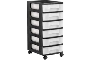 Cajonera archivo 2000 6 cajones transparente carcasa negra 6 litros con ruedas 390x290x685 mm