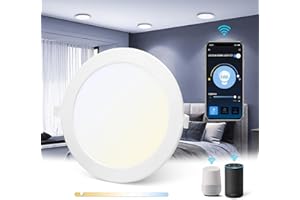 Aigostar Faretti LED da Incasso Intelligenti ultrasottili, 18W. Compatibile con Alexa e Google. Luce dimmerabile da 3000-6500K. Controllo Vocale, Controllo Wi-Fi Wireless.
