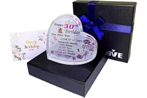 WOSHIDEFA 30th Birthday Gifts for Women,30th Birthday Gifts for Wife,Daughter,Sister,Heart Crystal Keepsake,Unique 30th Birthday Present Ornament Collection for Her