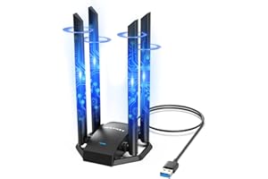 NEWFAST AC1300 Adaptador USB WiFi 5GHz/2.4GHz USB WiFi Dongle Doble Banda Adaptador Red WiFi Inalámbricos Antena WiFi USB para PC,Soporte Windows XP/7/8/8.1/10/11,con 4 * 6 dBi Giratorio Antennas