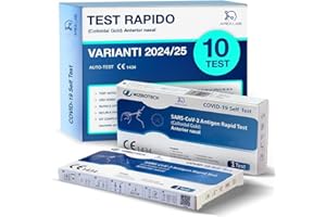 AREA LAB 10X Tamponi COVID-19 Nuove Varianti | Test Antigenici Rapidi | Tampone Covid Certificato CE | Registrato Ministero Salute | Rileva Varianti 2025 | Tampone Nasale Fai da Te | Risultato in 15 Minuti