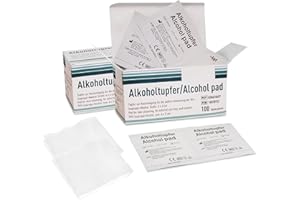 Hygiene100 Podkładki do przygotowania alkoholu, 70% alkohol izopropylowy, 200 sztuk, waciki nasączone alkoholem pierwszej pomocy, pakowane pojedynczo, waciki nasączone alkoholem do ogólnego