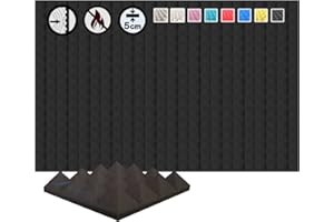 Arrowzoom 24 Pannelli Fonoassorbenti Piramidali Correzzione acustica Ritardante di Fiamma Isolamento Acustico 25x25x5cm Nero