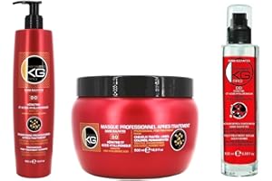 KERAGOLD KG PRO KERAGOLD PRO - Pack Trio Soins Capillaires Sans Sulfates : Shampoing 500ml + Masque 500ml + Sérum 100ml - Kératine & Acide Hyaluronique