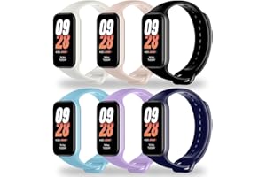 BABEJIA 6 sztuki Paski Zamienne do Xiaomi Smart Band 8 Active & Redmi Band 2, Miękkie Paski TPU, Oddychające, Regulowane, Szybkozłączki