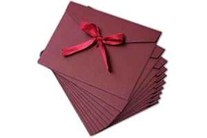 TUONYIS 10 Pezzi Busta Vintage Busta Rosso Buste per Lettere Buste Autosigillante, Buste con Lembo, Buste in Carta Kraft Retrò con Fibbia con Nastro per Matrimoni, Biglietti di Auguri e Inviti (Rosso)