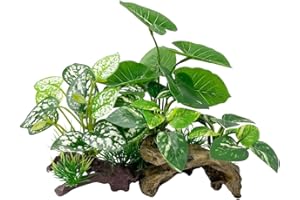 Smoothedo-Pets Aquarium Plants Fish Tank Decorations Small Plastic/Silk Artificial Plant Goldfish Waterscape Betta Rest Soft Leaf Hides/Driftwood Ornaments (Mix-Leaf-Set-G)