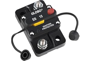 GLOSO Car Circuit Breaker 15 amp Boat Marine Manual Reset Surface Mount Waterproof IP66 Automotive 1PACK E69