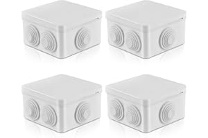 NLMAYT Waterproof Junction Box, 4 Pcs Square ABS Dustproof Weatherproof Outdoor Cable protect Enclosure for CCTV Camera LED Strip Road Sign Cable Connection
