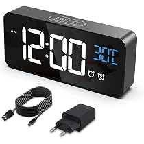 Sveglia Digitale CHEREEKI Con Display LED Grande, Doppia Sveglia, USB Di Ricarica, Regolazione Luminosità E Volume