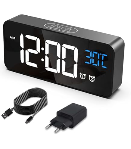 HOMVILLA Sveglia Digitale LED - 40 Suonerie, Doppio Allarme, Snooze, 4 Luminosità, Orologio Specchio Rosa - Foto 7