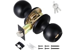 Knpwer Türknauf mit Schloss, Metall Türknauf Drehkugelknauf Runder Türgriff Türdrucker Türgriff (Stil 1, Schwarz)