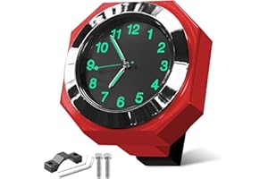 LEKEFETO Orologio Moto Impermeabile Moto Bicicletta Orologio Luminoso Orologio Moto Moto Orologio Moto Moto Moto Accessori Bicicletta Diametro 22-26mm - Rosso