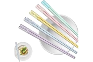 KQDRAVINE Baguettes Chinoises, 5 Paires de Baguettes pour Manger, Lavables au Lave-vaisselle, Réutilisables pour la Cuisine Chinoise, Sushis Japonais (Multicolores)