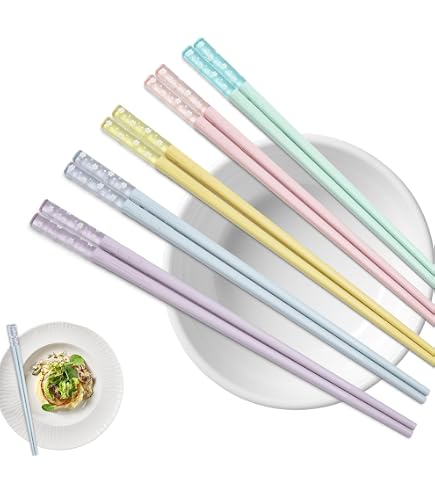 Bacchette in fibra di vetro – Bacchette giapponesi di alta qualità, riutilizzabili, lavabili in lavastoviglie, lunghezza 24 cm, antiscivolo, per l'uso quotidiano (5 paia