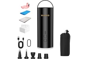 ‎WADEO WADEO Przenośna elektryczna pompka do nadmuchiwania materaców, sprężarka powietrza z oświetleniem LED i 5 dyszami, 4000 mAh