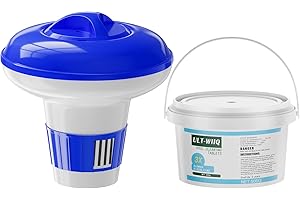 ULT-WIIQ Chlorine Tablets for Swimming Pool 500g, Floating Chlorine Tablets Dispenser with Chlorine Tablets for Swimming Pool Spa Hot Tub