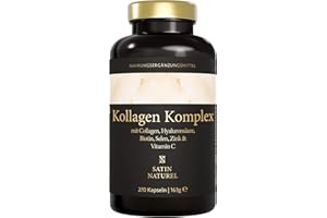 ‎SATIN NATUREL Satin Naturel Hyaluron Kollagen Komplex – 270 hochdosierte Kapseln mit Biotin, Selen, Zink, Vitamin C & Bambusextrakt – Für Haut, Haare & Nägel – Made in Germany