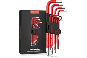 GETLITOOL 9-częściowy zestaw kluczy imbusowych, zestaw kluczy sześciokątnych z końcówką kulową, metryczny zestaw kluczy imbusowych Cr-V 1,5-10 mm z oznaczonym rozmiarem i uchwytem do przechowywania do naprawy rowerów, montażu mebli, naprawy urządzeń