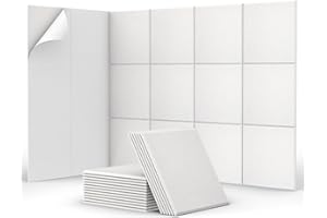 TONOR Akustikpaneele selbstklebend, 18 Stück Quadratische 30x30x0,9 cm Schalldämmung Schallschutz Akustikplatten, Schallschutzplatten mit Hochdichte Wandfliesen aus Polyester für Wand/Decke/Tür, Weiß