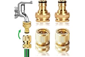 UNI-FINE SHOP Uni-Fine 2 Paar 1/2 Zoll & 3/4 Zoll 2-in-1 Gartenschlauch Schnellverbinder Messing Schnellschlauch Endverbinder Gartenschlauch Düse Connect Kit für Küche Garten Outdoor Schlauch Rohr Werkzeug