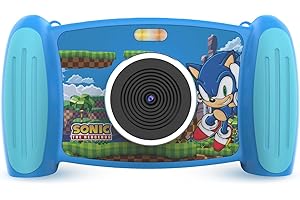 Accutime SNCC3009 Sonic - Cámara interactiva para niños (foto de 5 MP, resolución de vídeo de 1080p, zoom de 4x, 5 filtros divertidos y efecto especial, 4 juegos geniales, pantalla 2 en 1, con tarjeta
