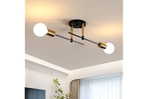 Osairous Lámparas de araña Industrial, Lámpara de Techo de 2 Luces, E27 Lampara Techo Retro Vintage, lampara araña techo Negra para Dormitorio, Pasillo, Cocina 45.5cm (Sin Bombilla)