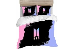 Doiicoon BTS Bettwäsche 135x200cm, TBS Bangtan Boys Bettbezug Mit BTS Kissenbezug, 3DDruck Microfiber, Mehrfarbig, Für Jungen Und Mädchen (12,140 x 210 cm)