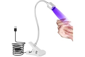 AiQInu Lampada UV LED Unghie, 3W Lampada Unghie Regolabile, Lampada UV Portatile per Gel con Clip, con USB (Argento)