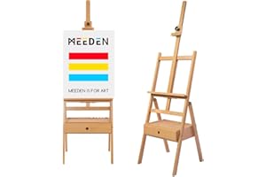‎MEEDEN MEEDEN Staffelei Holz Groß mit Aufbewahrungsschublade, Verstellbarer Leinwand Ständer aus deutsche Buchenholz, Holzstaffelei Malstaffelei für Künstler und Erwachsene, hält Leinwände bis 91cm