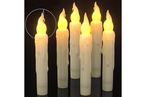 PChero Świeca stożkowa LED z timerem, bezpłomieniowa, na baterie, na Boże Narodzenie, Halloween, dekoracje stołu, do pokoju, 6 szt.