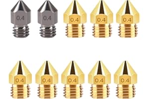 TIOPY MK8 3D Drucker Düsen Set 0.4 mm, 2 Stück gehärteter Stahl +8 Stück Messing, für 1.75 Filament 3D Drucker Ender 3 V2 /Ender 3/Ender 5 Pro/Ender 3 Neo/CR 10 Serie