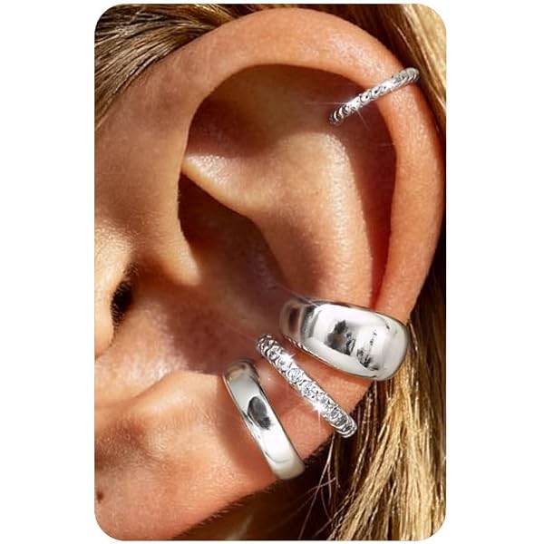 Chereda Orecchini A Clip Per Cartilagine – Argento 925, Stelle/Molecola DNA, Ipoallergenici, Senza Piercing