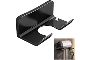 HENGBIRD Uniwersalny uchwyt ścienny do suszarki do włosów, pasuje do większości modeli, bez wiercenia, trwały i stabilny, oszczędza miejsce, czarny ABS