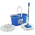 Kleeno by Cello Compacto Floor Cleaning Set | 360° Flexible Rotation Steel Handle with 2 Microfiber Refills | Durable & User-Friendly Design | Spin Pocha Mop Set with Bucket | Mop with Bucket