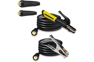 S SIMDER SSIMDER Welding Stinger Electrode Holder with Lead and Ground Clamp, Supports Dinse 10-25 & 35-50 Connectors, 600A Heavy Duty Welding Rod Holder for ARC Stick Welding, Home DIY, Auto Repair