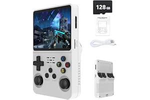 ZIKYNN R36S Retro Handheld Game Console with 3.5" IPS Display, 64/128GB and 21,000+ Classic Games, Open Source Linux System, Screen Portable Pocket Video Player (White-128G)