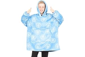 MANCHESTER CITY Football Club Boys Fully Lined Luxury Fleece Hoodie, Oversized Fleece Blanket Hoody 7-13 Years Blue
