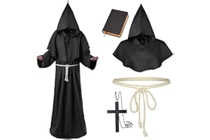 Raveparty Mönch Kostüm Herren, Mönchskutte Kinder, Halloween Kostüm Herren Mönch, Karneval Halloween Party Cosplay Rollenspiel Outift
