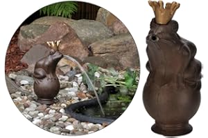 Unbekannt Hi Roi Grenouille Fontaine à Eau Métal Figurine Sculpture Etang Piscine Jardin