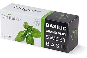 Lingot® Basilic Grand Vert Bio - Compatible Potager d'Intérieur Véritable® et Exky® - Recharge prête à l'emploi - Substrat avec Graines Intégrées